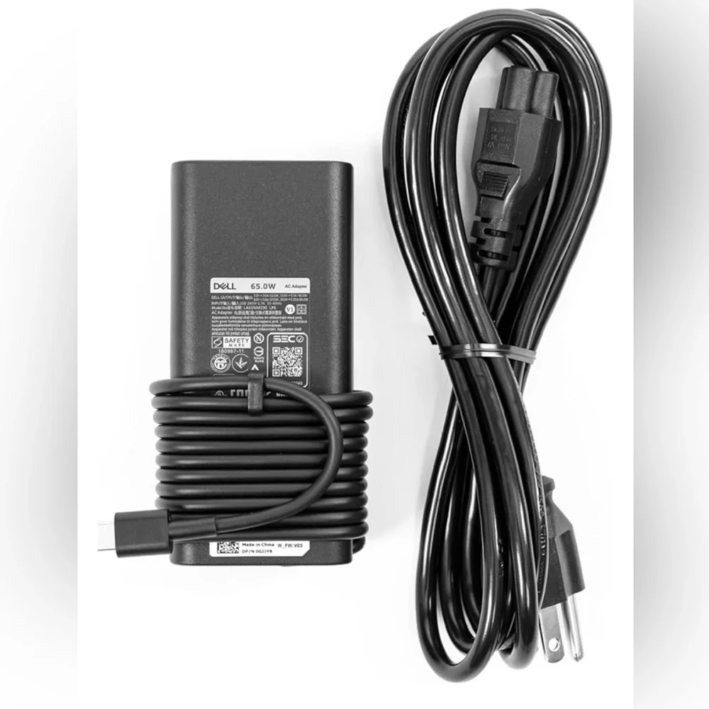 Dell 65W USB-C Laptop Charger for XPS and Latitude 5000 - Power Cord Included